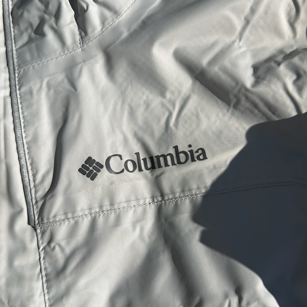 COLUMBIA Silver Gray Waterproof Hooded Jacket Kids M EUC - Picture 3 of 16